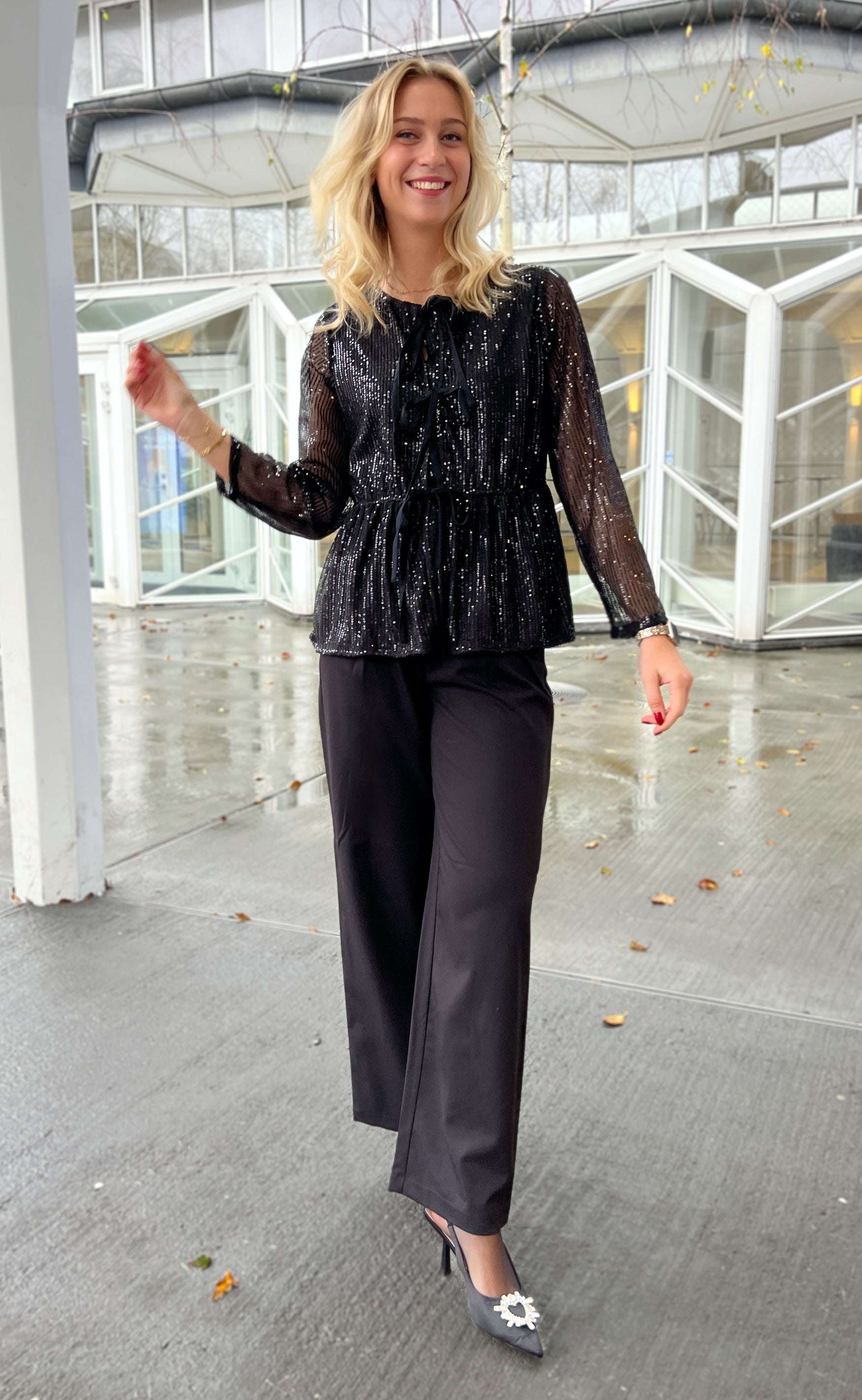 Say INA Copenhagen Bluse - Petra - Black Sequin
