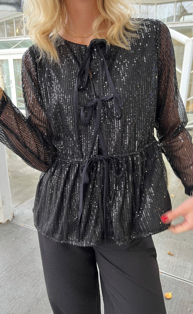 Say INA Copenhagen Bluse - Petra - Black Sequin