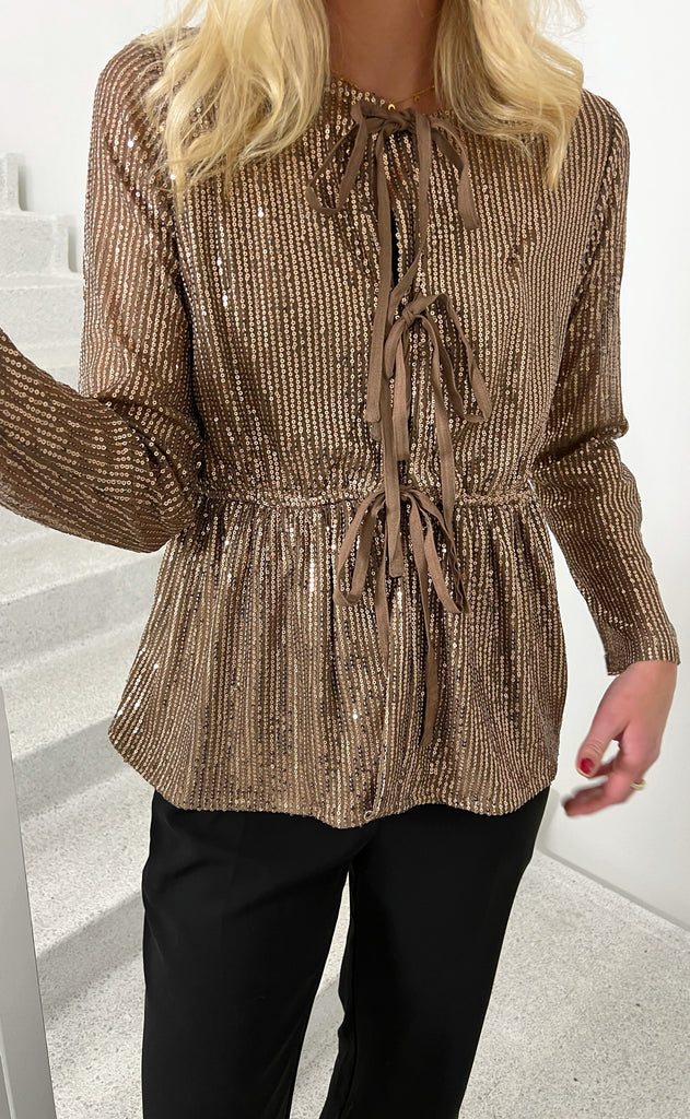 Say INA Copenhagen Bluse - Petra - Brown Sequin