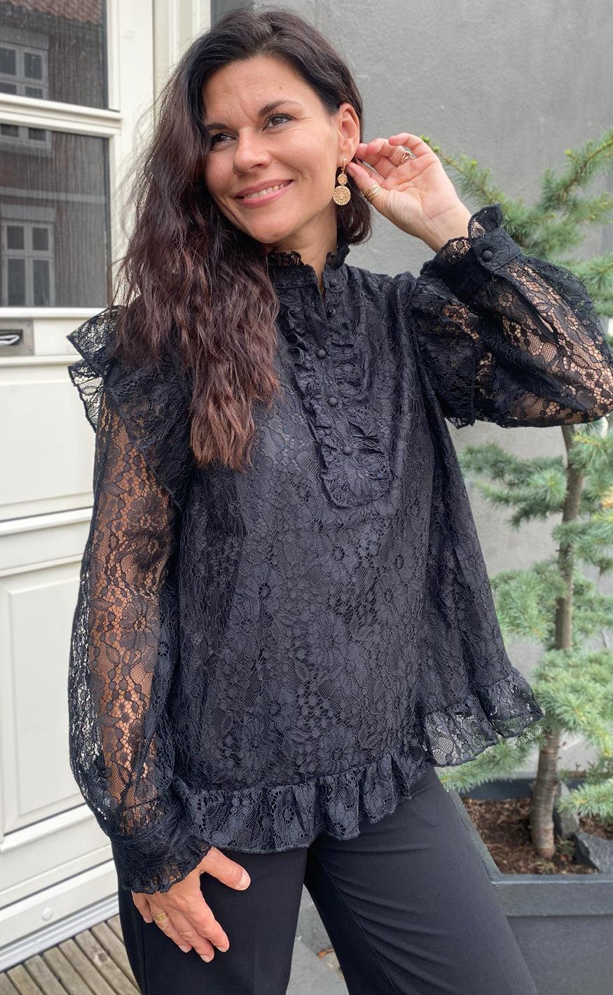 Say INA Copenhagen Bluse - Pia Lace - Black