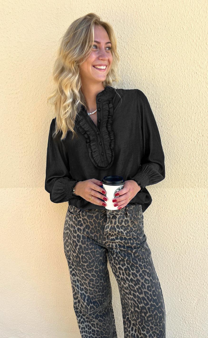 Say INA Copenhagen Bluse / Skjorte - Cami - Black Denim Look