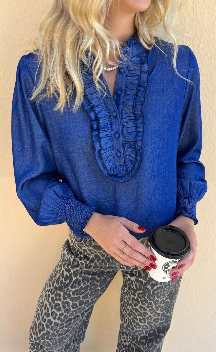 Say INA Copenhagen Bluse / Skjorte - Cami - Dark Denim Blue