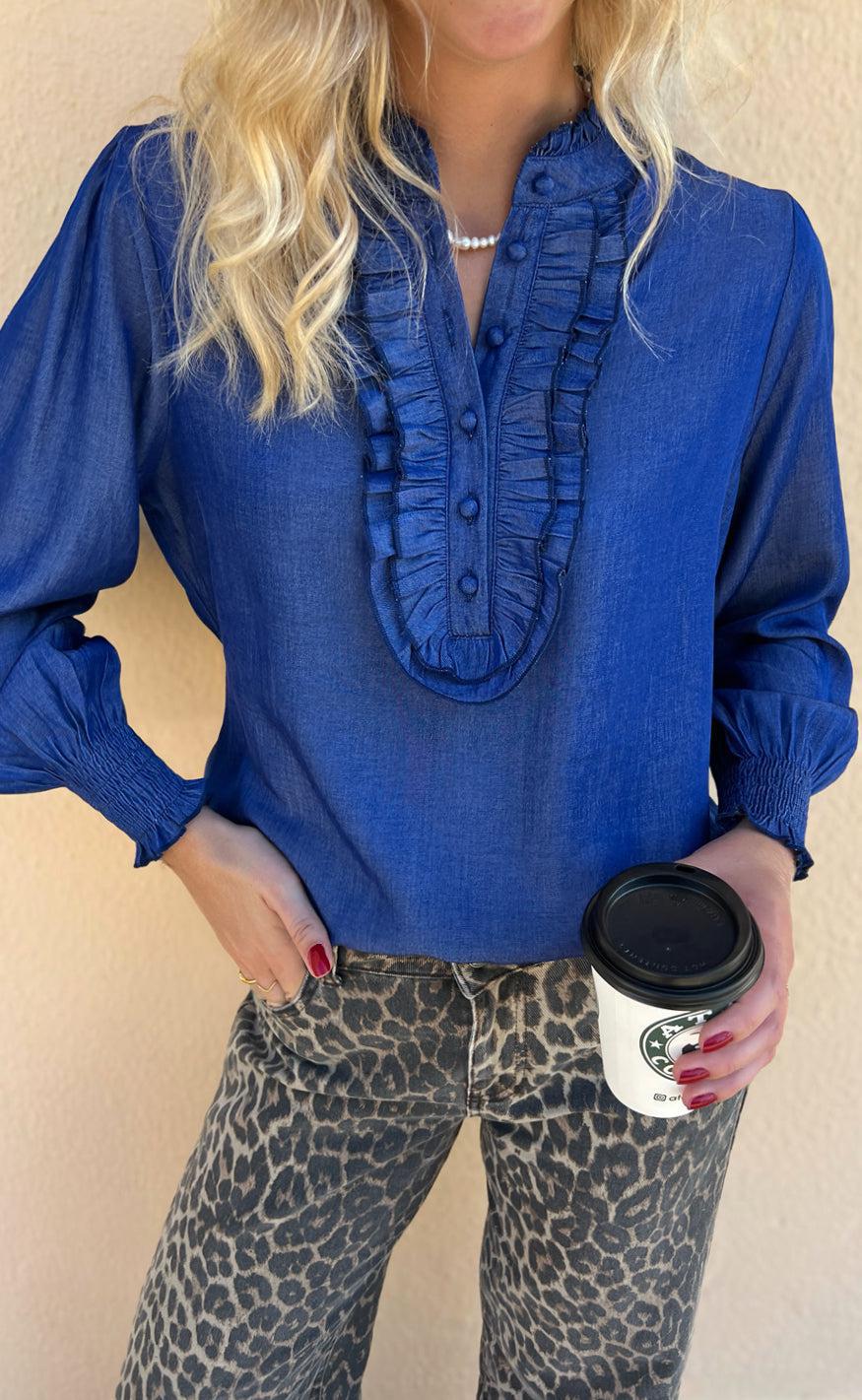 Say INA Copenhagen Bluse / Skjorte - Cami - Dark Denim Blue