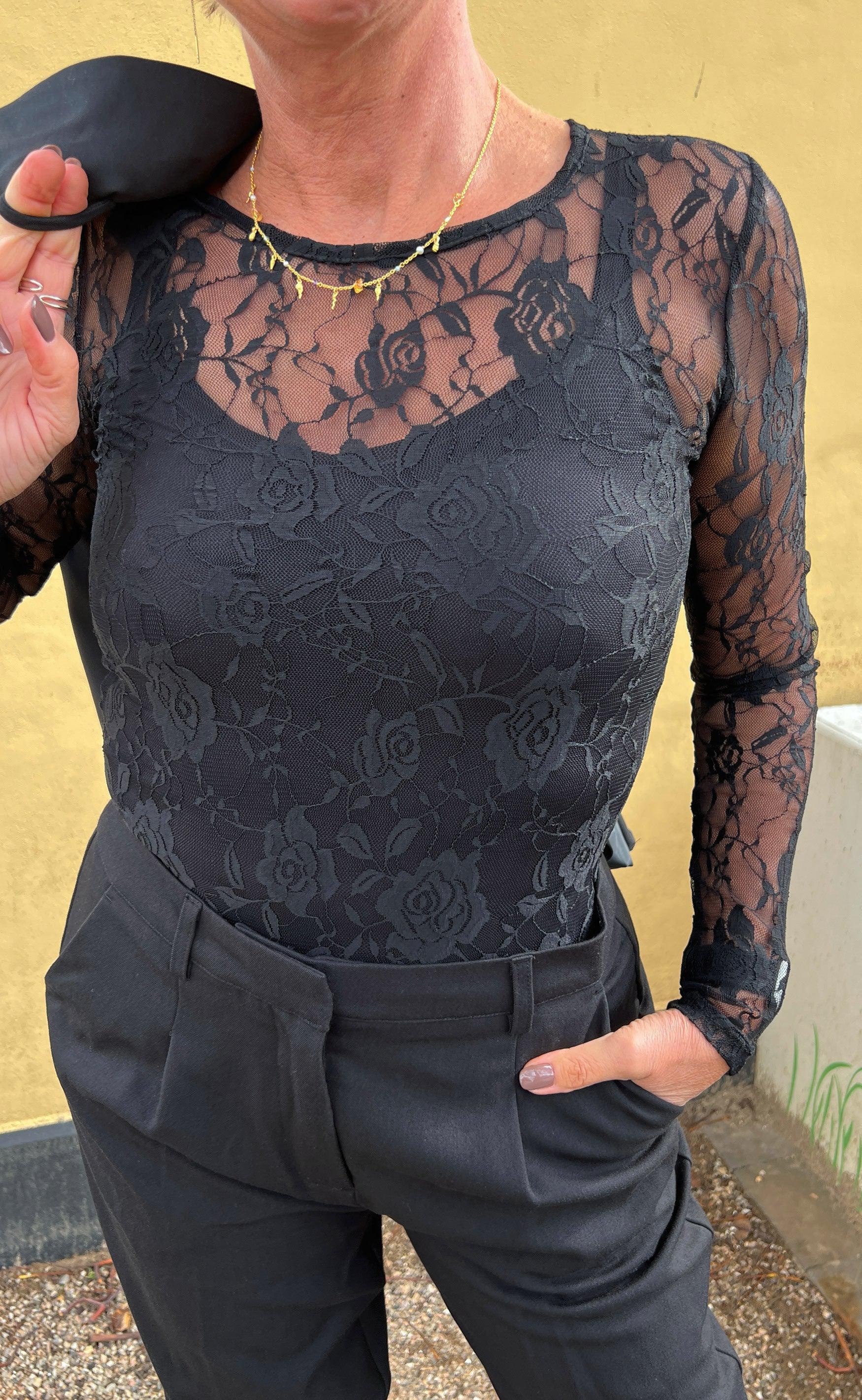Say INA Copenhagen Bluse - Sofia - Black Flower Lace