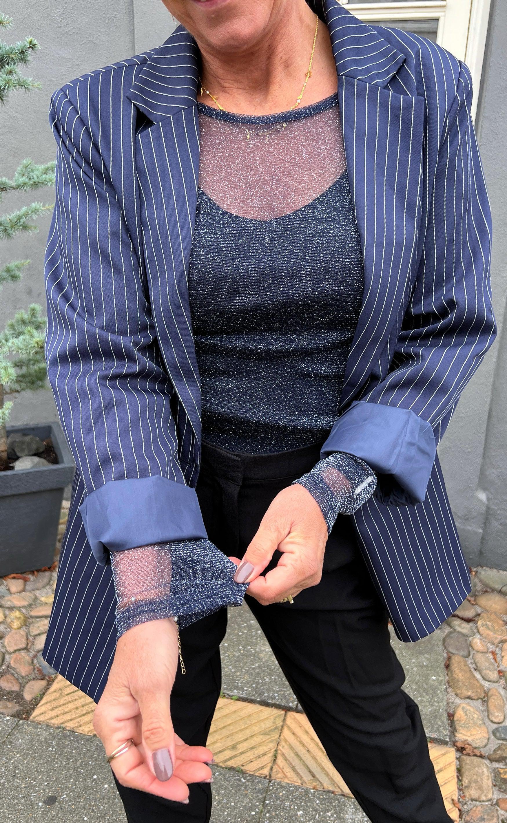 Say INA Copenhagen Bluse - Sofia - Navy Blue Glitter