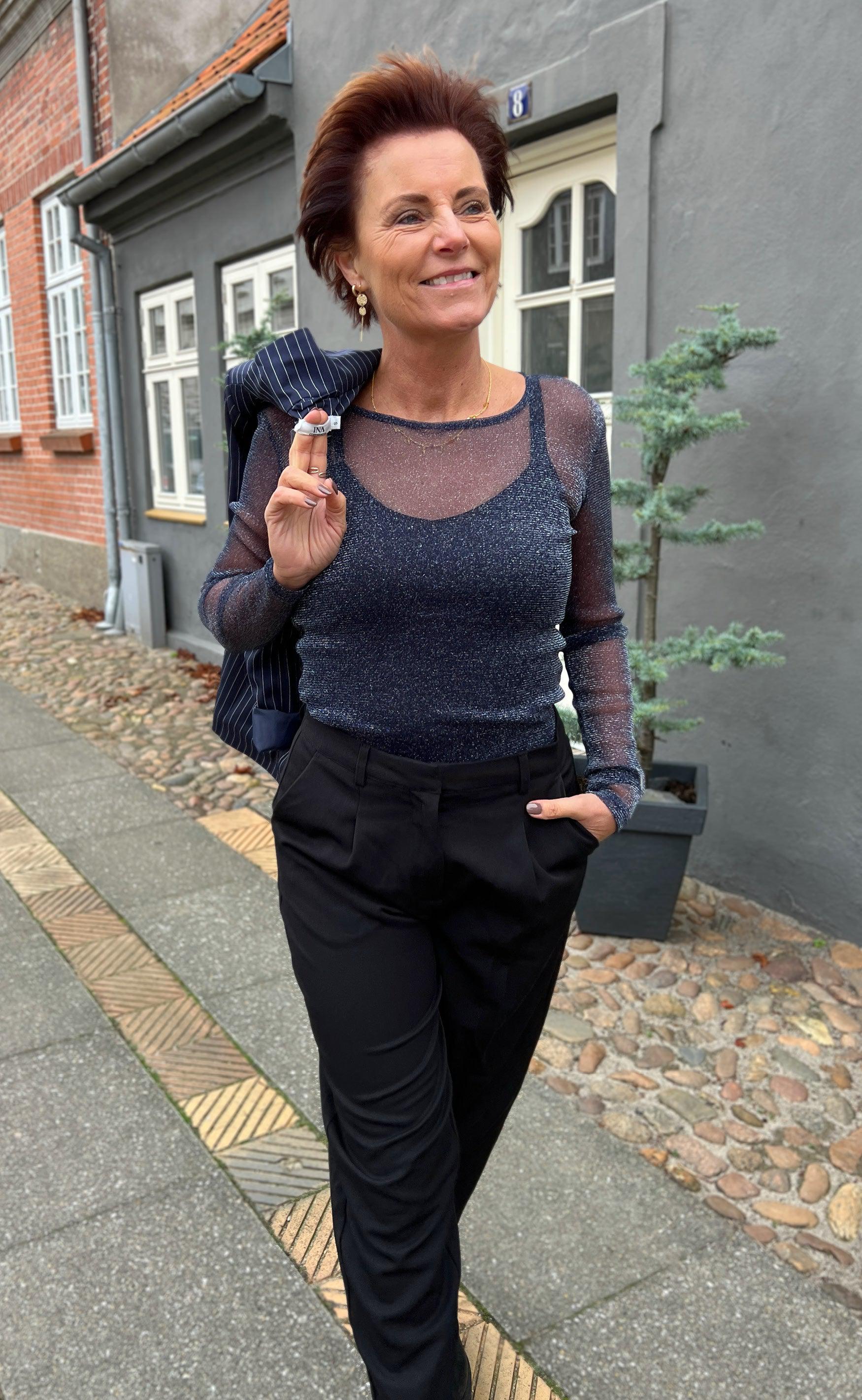 Say INA Copenhagen Bluse - Sofia - Navy Blue Glitter