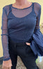 Say INA Copenhagen Bluse - Sofia - Navy Blue Glitter