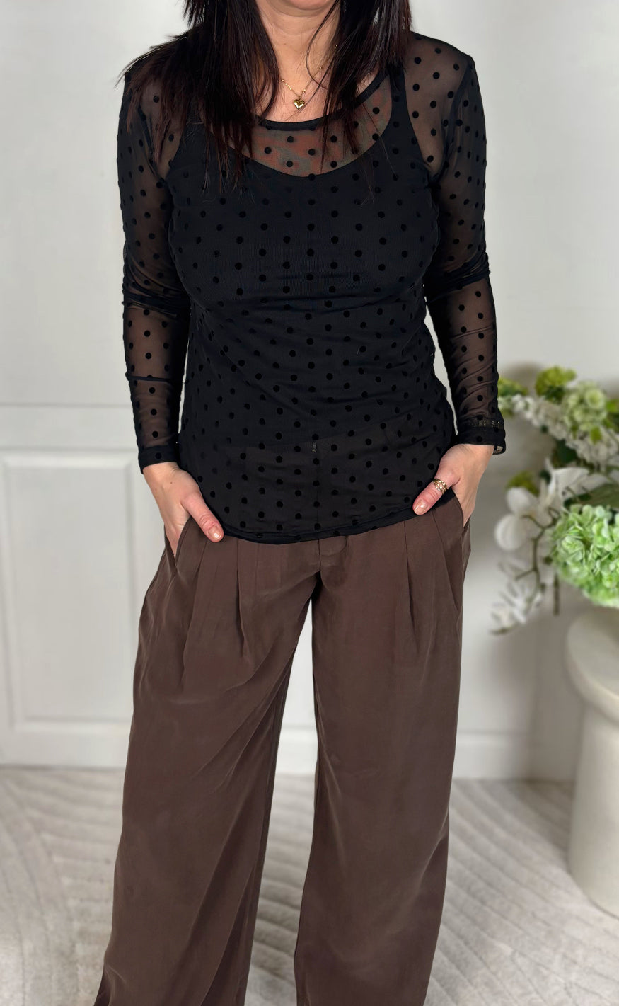 Say INA Copenhagen Bluse - Sophia Mesh - Black W. Black Dots