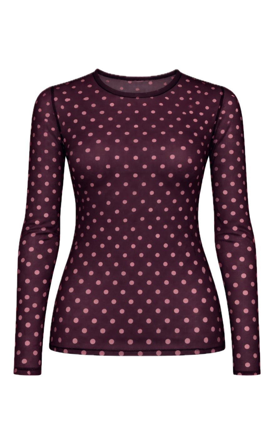 Say INA Copenhagen Bluse - Sophia Mesh - Bordeaux W. Dots