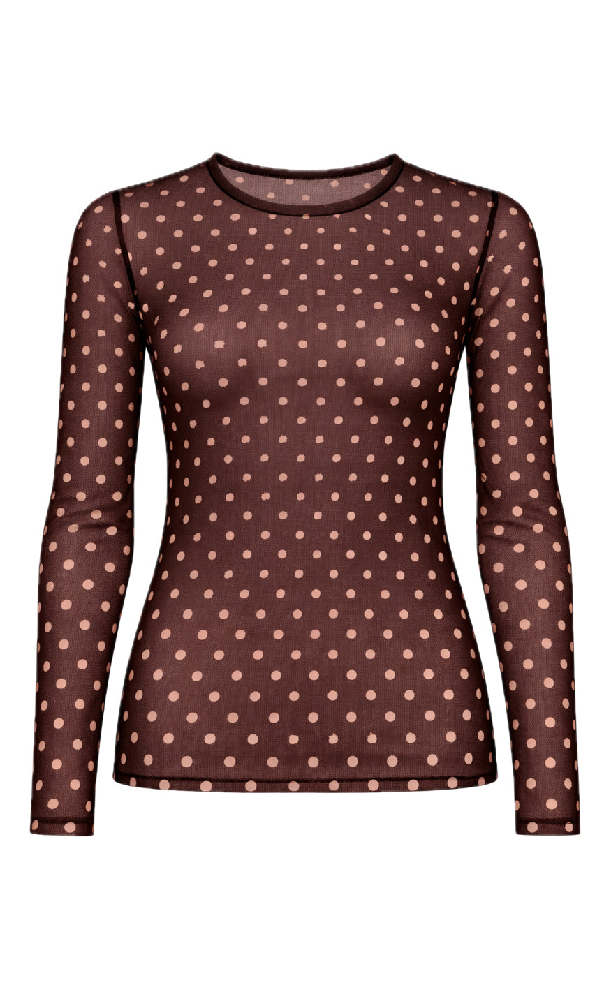 Say INA Copenhagen Bluse - Sophia Mesh - Brown W. Beige Dots