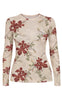 Say INA Copenhagen Bluse - Sophia Mesh - Creme W. Burgundry Flowers