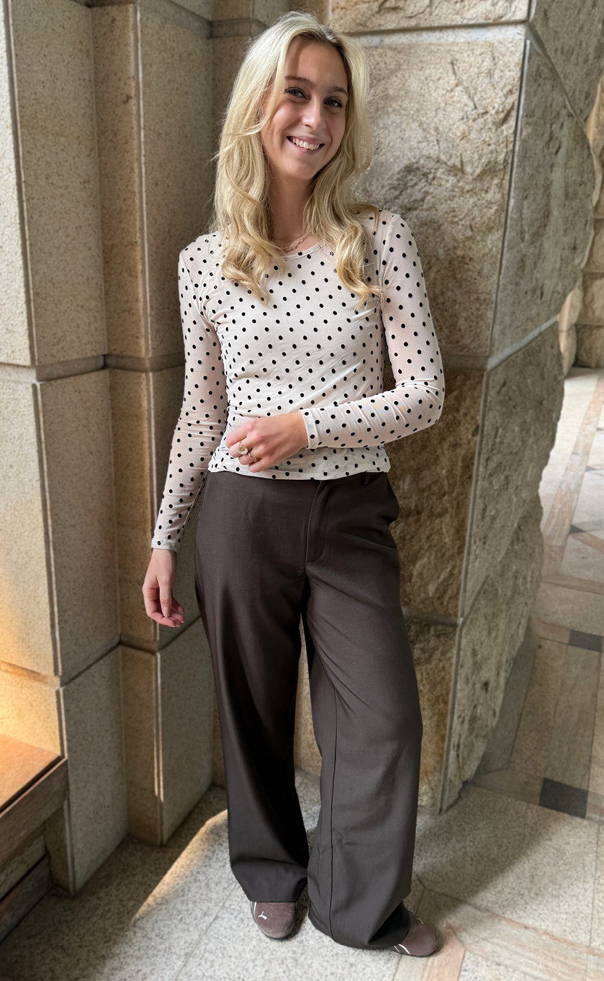 Say INA Copenhagen Bluse - Sophia Mesh - Off White W. Black Dots