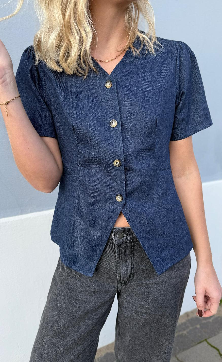Say INA Copenhagen Bluse - Venja - Dark Blue Denim