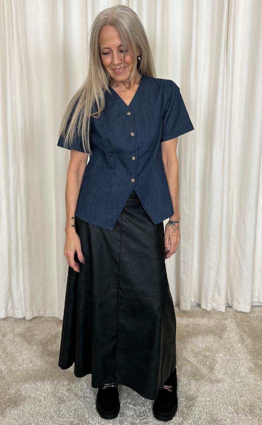 Say INA Copenhagen Bluse - Venja - Dark Blue Denim