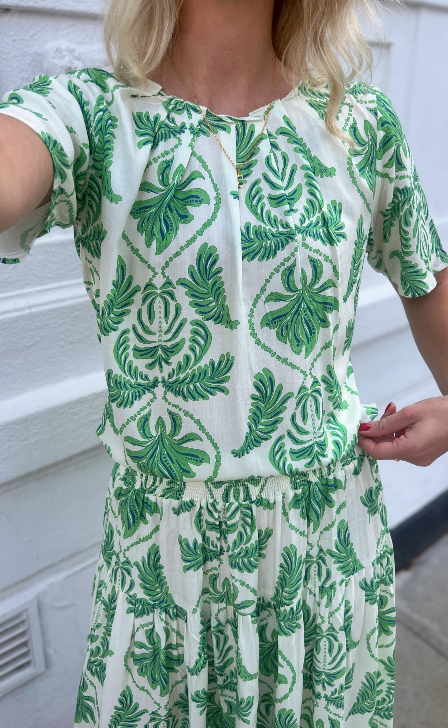 Say INA Copenhagen Bluse - Vicky - White/Green Paisley