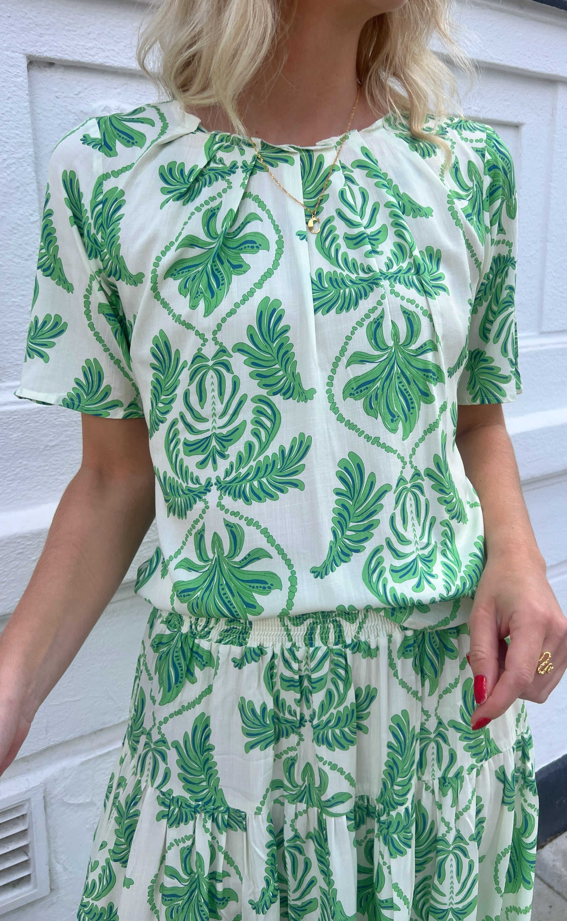 Say INA Copenhagen Bluse - Vicky - White/Green Paisley
