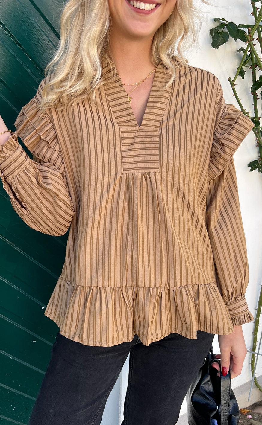 Say INA Copenhagen Bluse - Wilja - Brown Striped