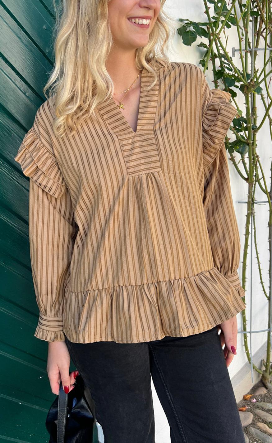 Say INA Copenhagen Bluse - Wilja - Brown Striped