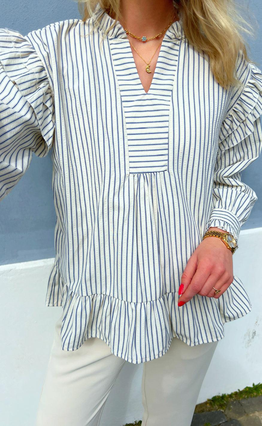 Say INA Copenhagen Bluse - Wilja - White/Blue Stripes