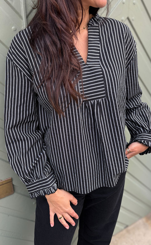 Say INA Copenhagen Bluse - Winnie LS - Black Striped
