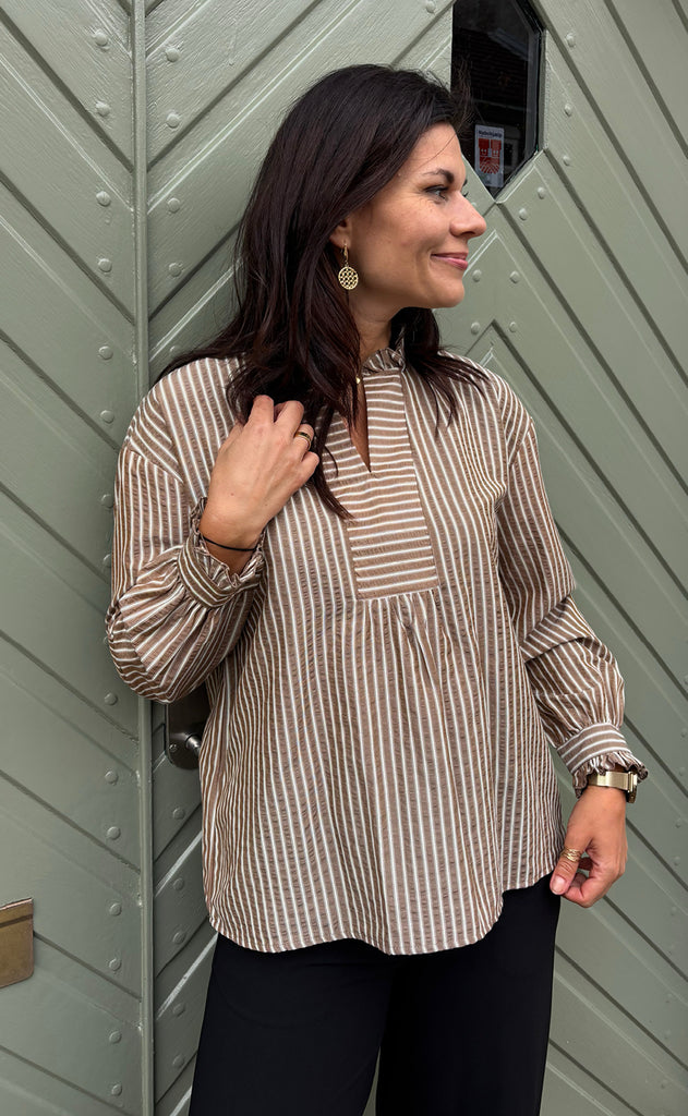 Say INA Copenhagen Bluse - Winnie LS - Brown Striped