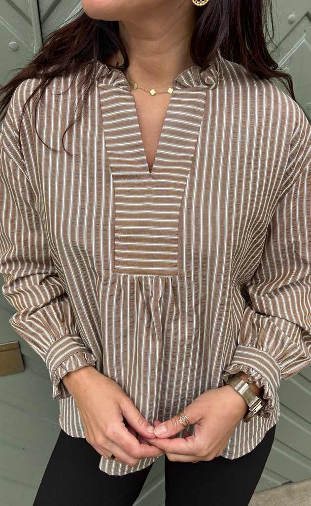 Say INA Copenhagen Bluse - Winnie LS - Brown Striped