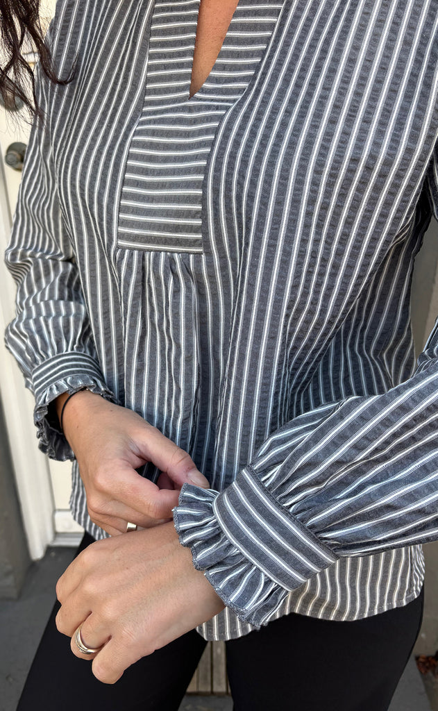 Say INA Copenhagen Bluse - Winnie LS - Grey Striped