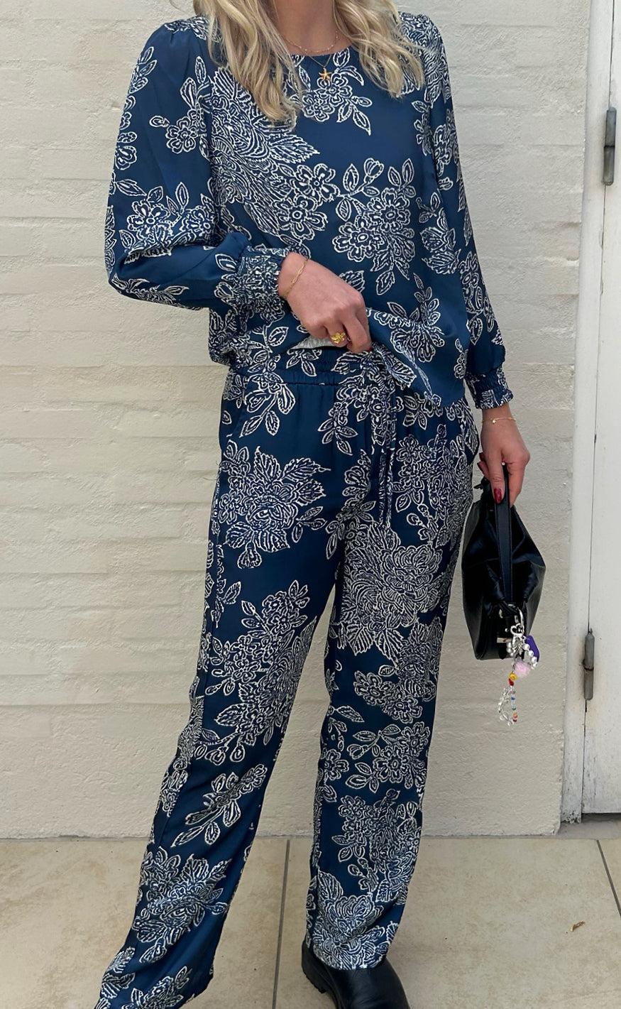 Say INA Copenhagen Bukser - Ida - Navy Blue Flower