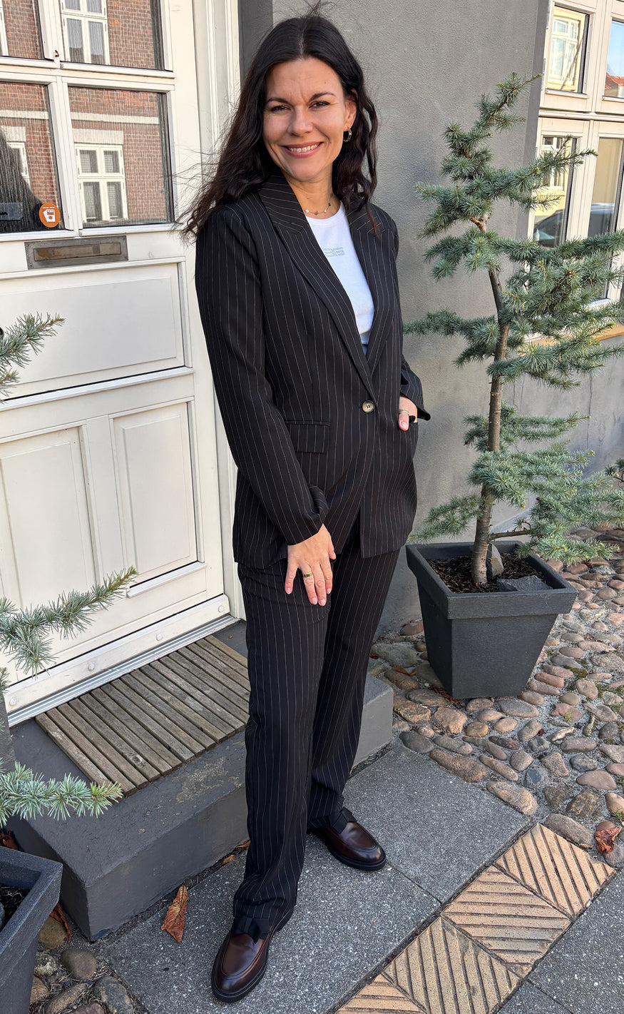 Say INA Copenhagen Bukser - Liva - Black Pinstripe