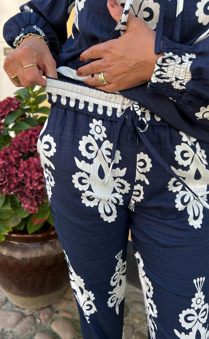 Say INA Copenhagen Bukser - Tora - Navy Blue Paisley