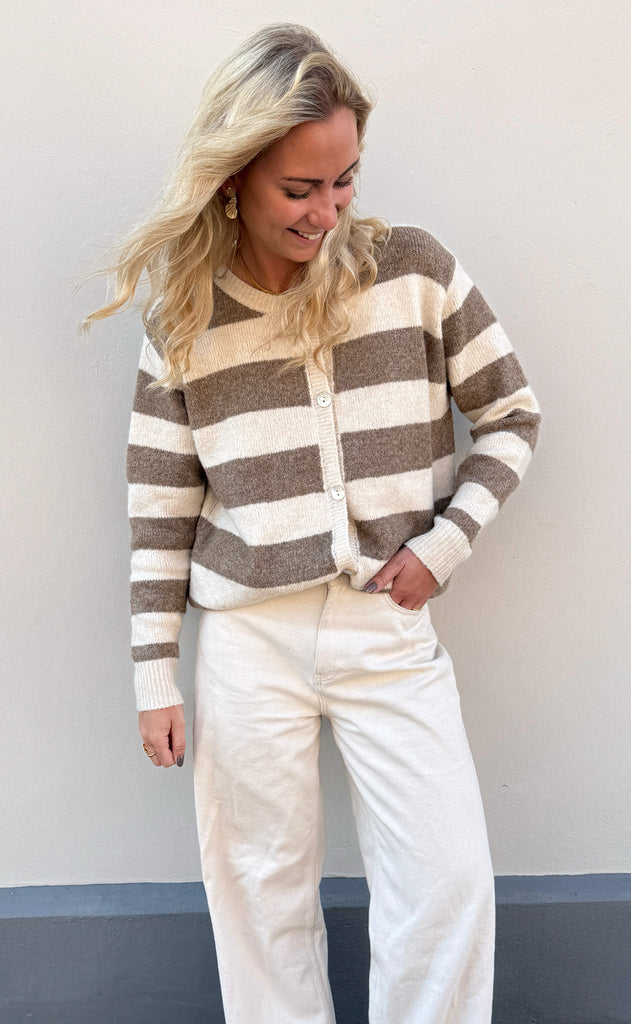 Say INA Copenhagen Cardigan - Maika - Beige / Brown Striped