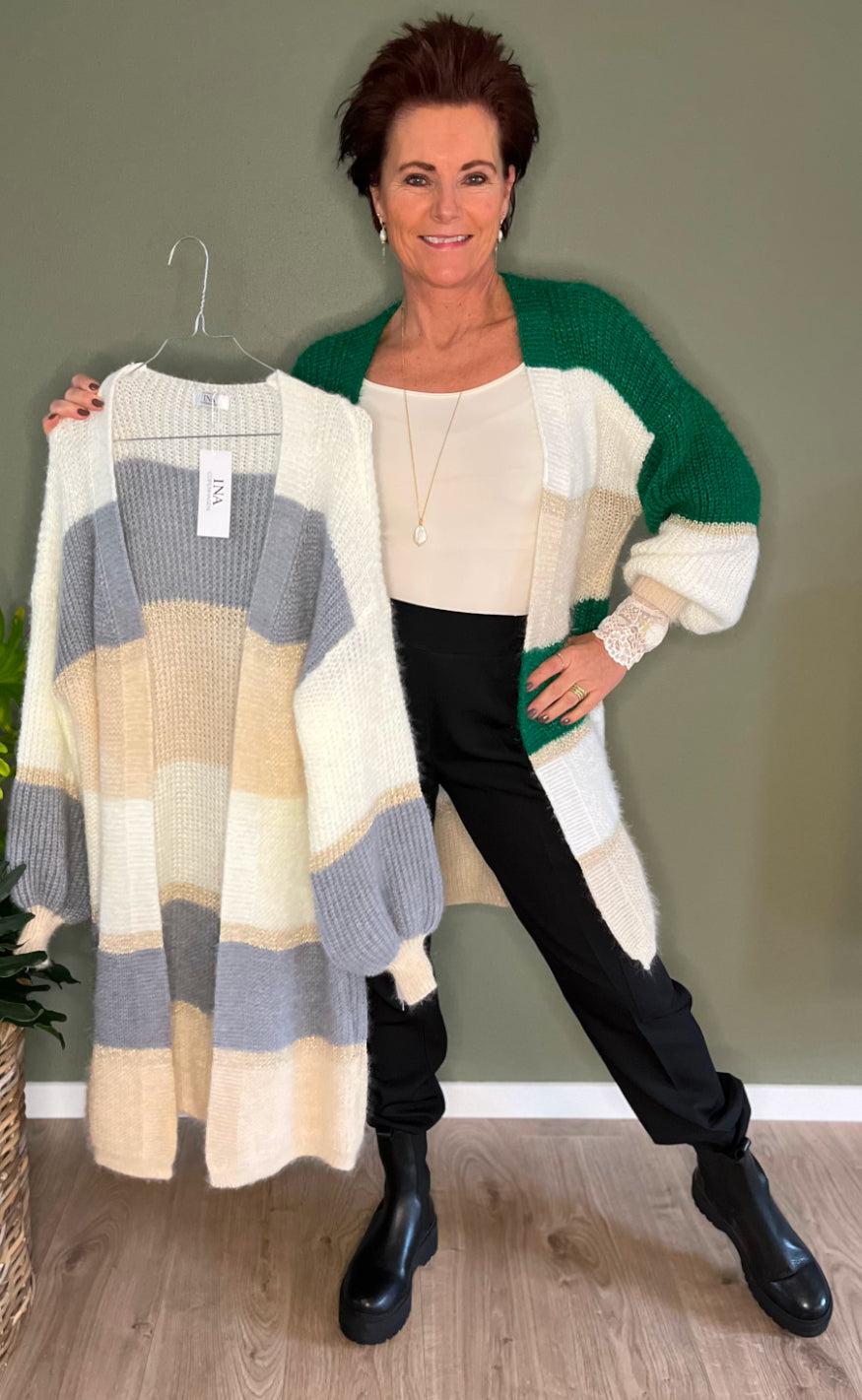 Say INA Copenhagen Cardigan - Merle - Green Stripes