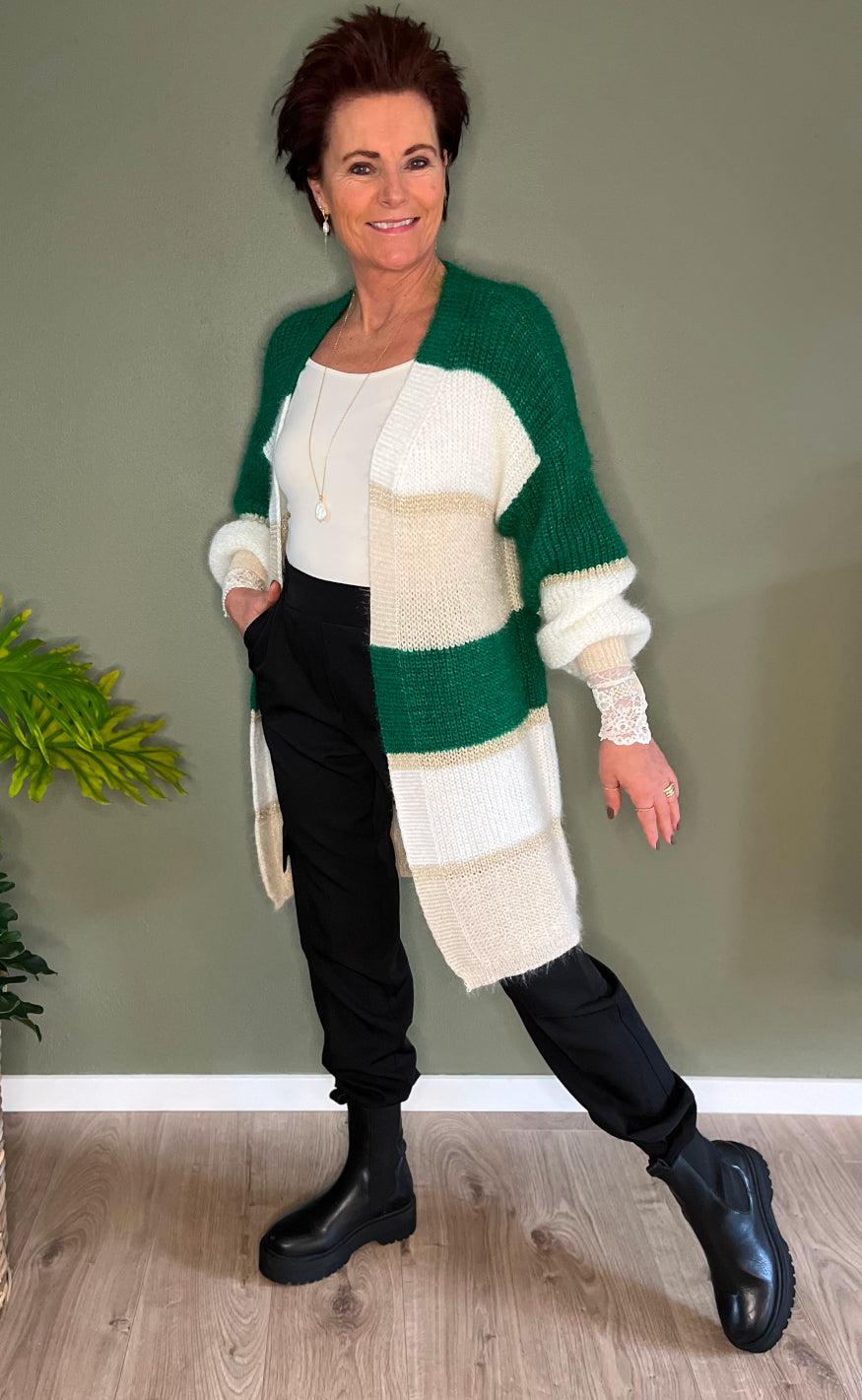 Say INA Copenhagen Cardigan - Merle - Green Stripes