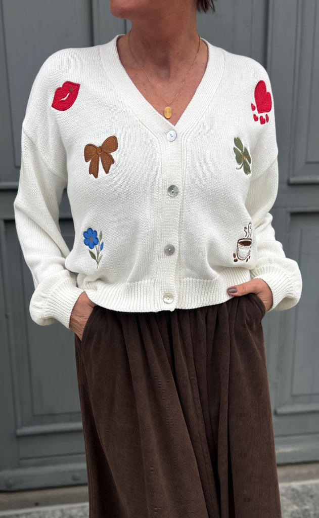 Say INA Copenhagen Cardigan - Tami Embroidery - Off White W. Embroidery