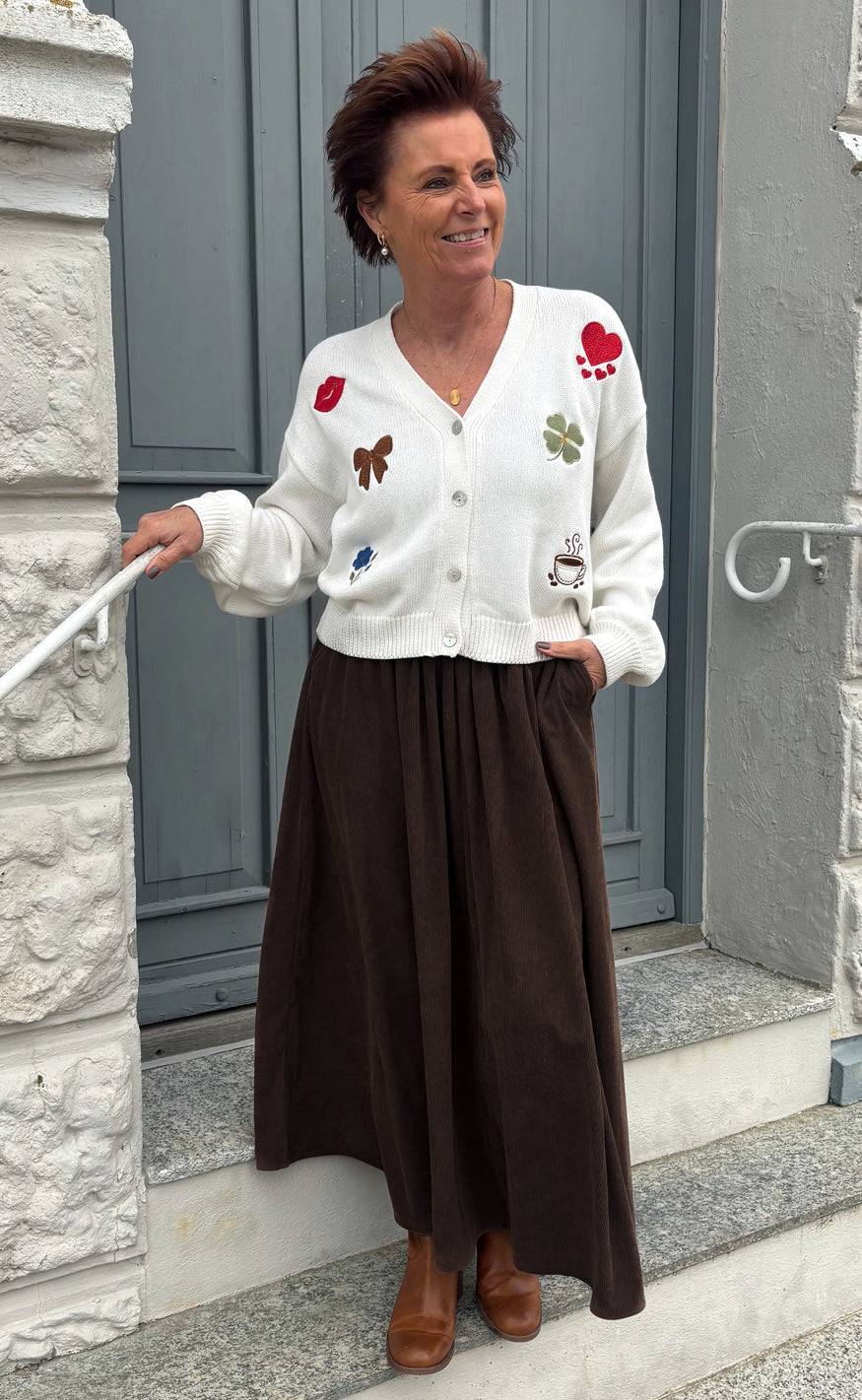 Say INA Copenhagen Cardigan - Tami Embroidery - Off White W. Embroidery
