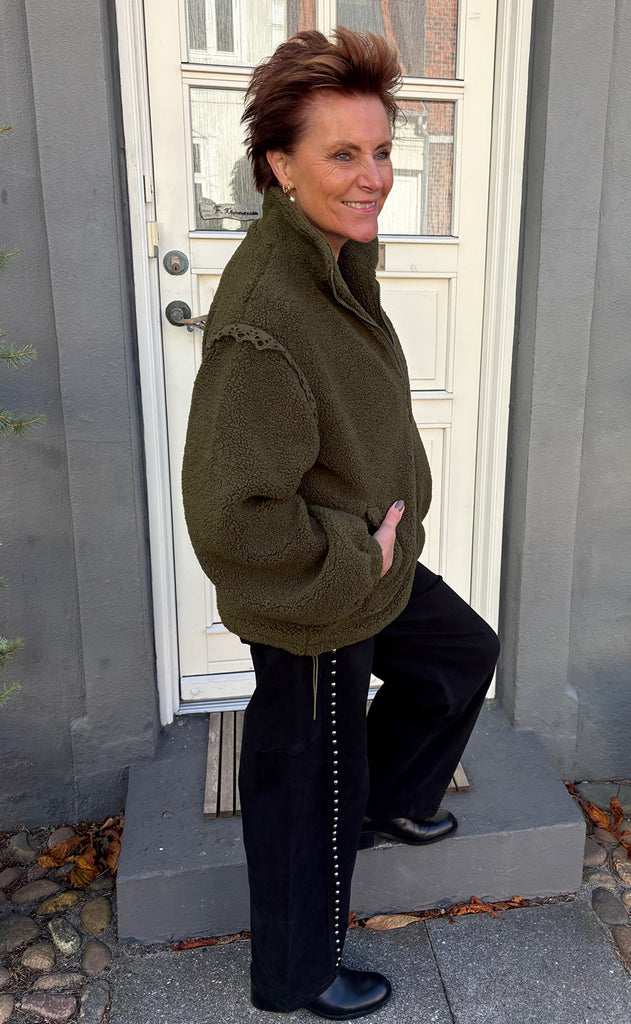 Say INA Copenhagen Fleece Jakke - Fia - Army Green