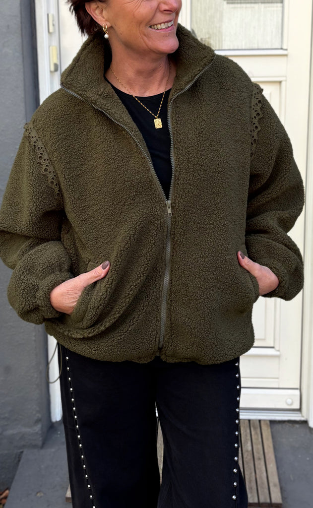 Say INA Copenhagen Fleece Jakke - Fia - Army Green