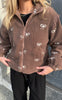Say INA Copenhagen Fleece Jakke - Fia - Brown W. Bow Embroidery