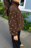Say INA Copenhagen Fleece Jakke - Fia - Dark Brown W. Beige Embroidery Hearts