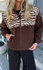 Say INA Copenhagen Fleece Jakke - Fia - Dark Brown W. Zebra