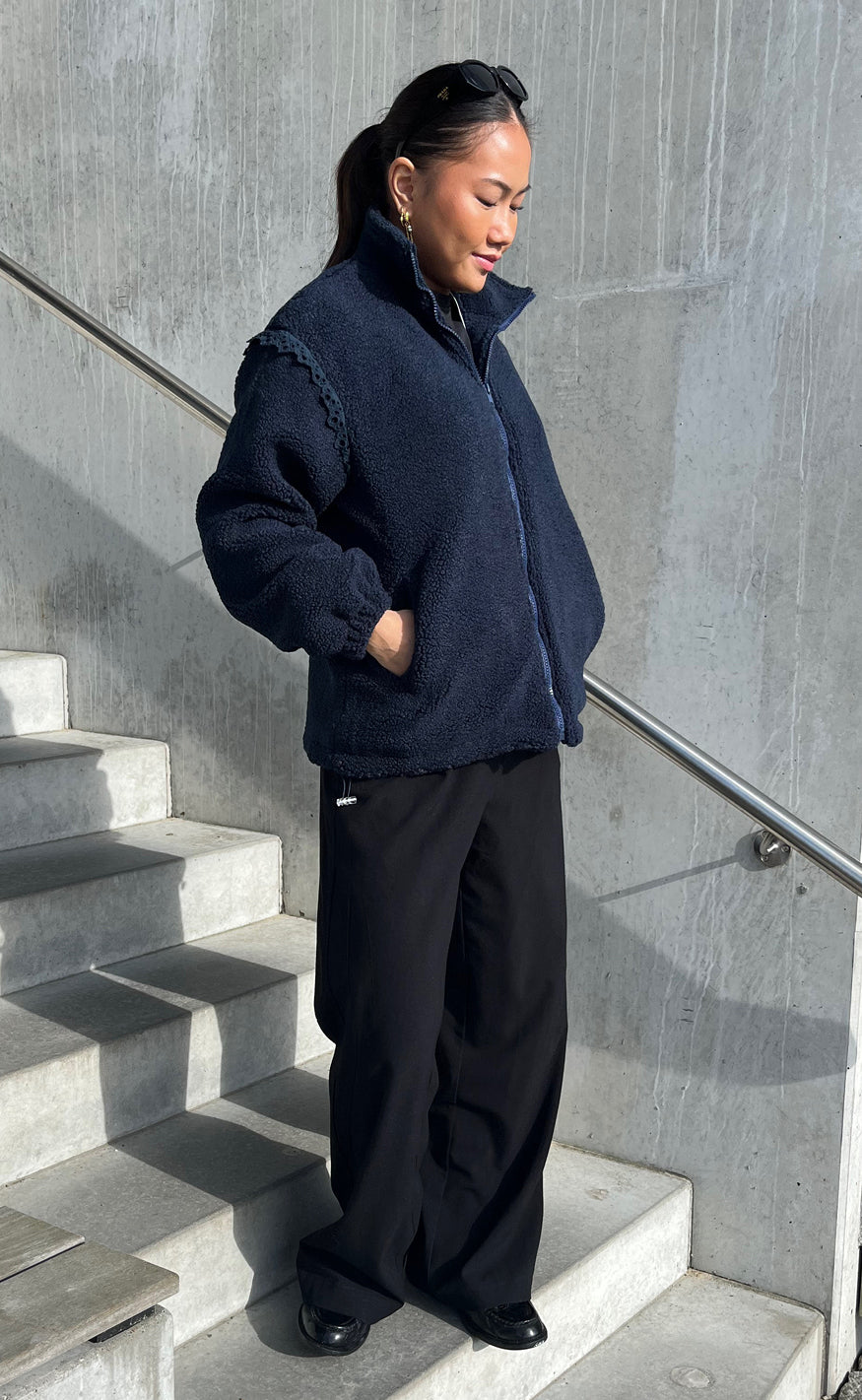 Say INA Copenhagen Fleece Jakke - Fia - Navy Blue