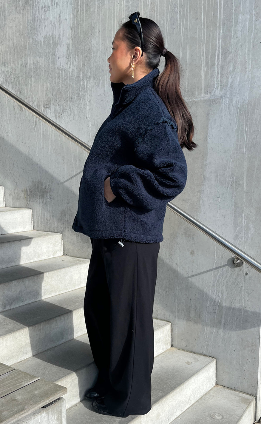 Say INA Copenhagen Fleece Jakke - Fia - Navy Blue