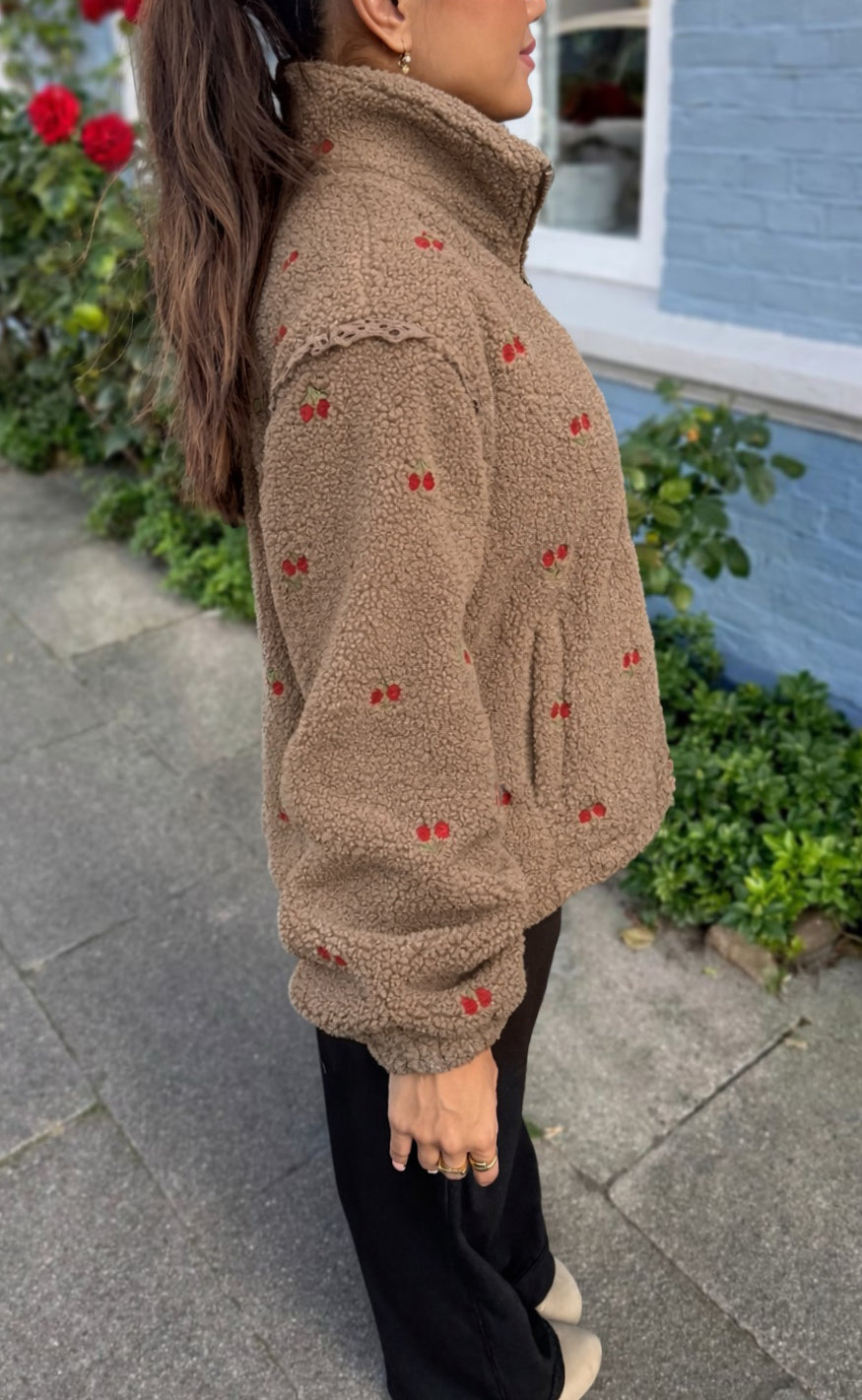 Say INA Copenhagen Fleece Jakke - Fia - Taupe W. Cherry