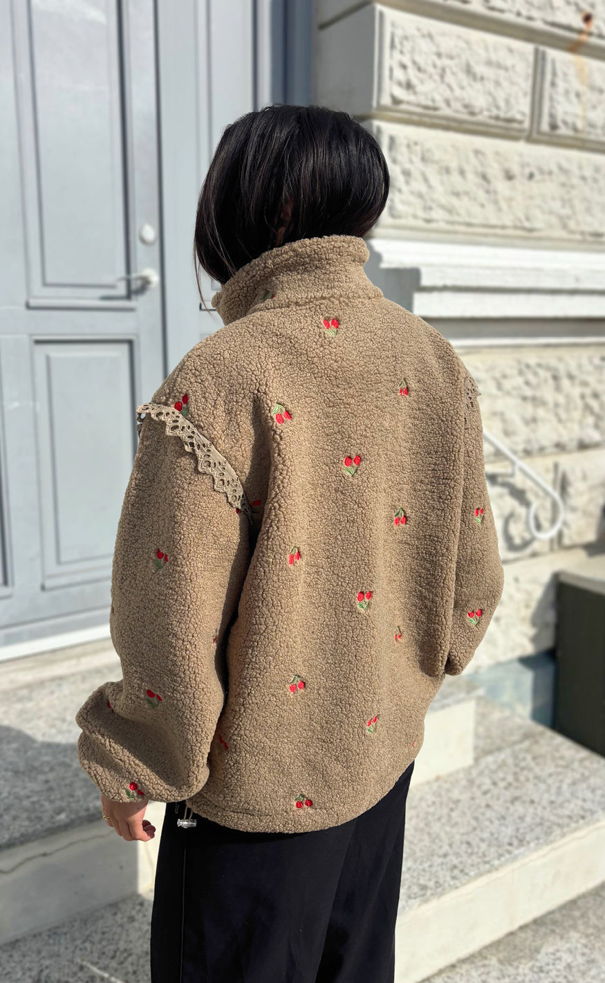 Say INA Copenhagen Fleece Jakke - Fia - Taupe W. Cherry