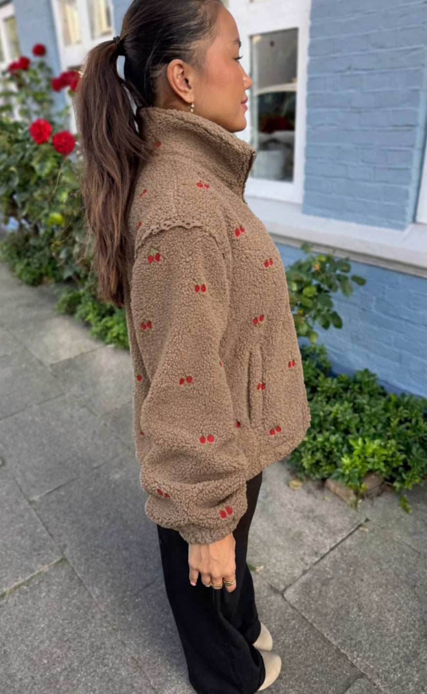 Say INA Copenhagen Fleece Jakke - Fia - Taupe W. Cherry