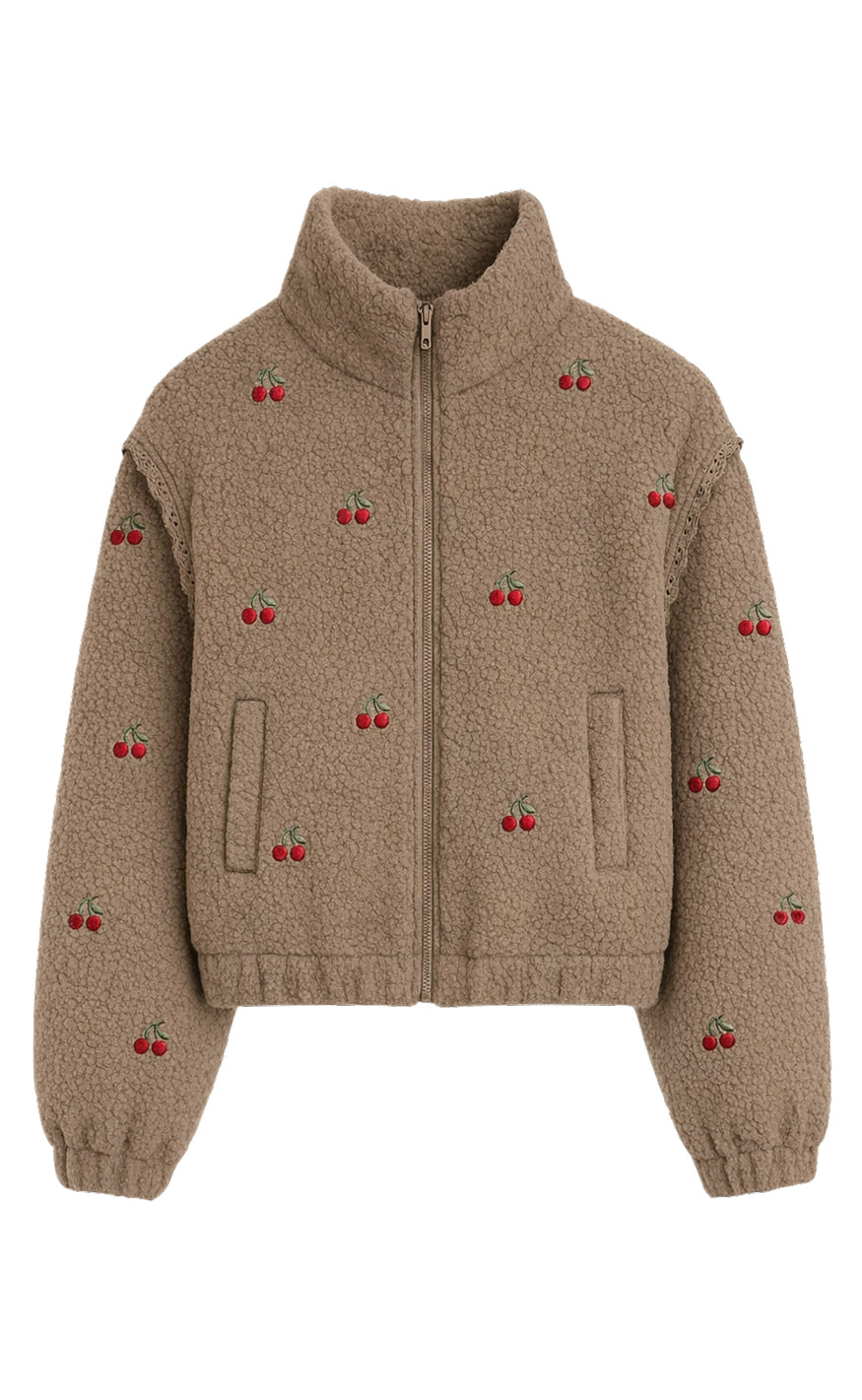 Say INA Copenhagen Fleece Jakke - Fia - Taupe W. Cherry