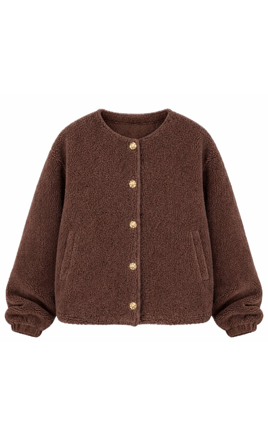 Say INA Copenhagen Fleece Jakke - Gloria - Dark Brown