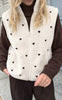 Say INA Copenhagen Fleece Vest - Fia - Beige W. Brown Embroidery Hearts