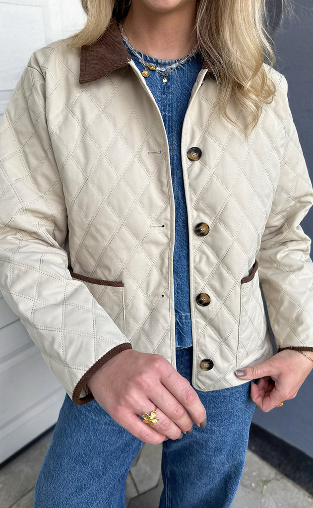 Say INA Copenhagen Jakke - Adele Quilt - Beige W. Corduroy