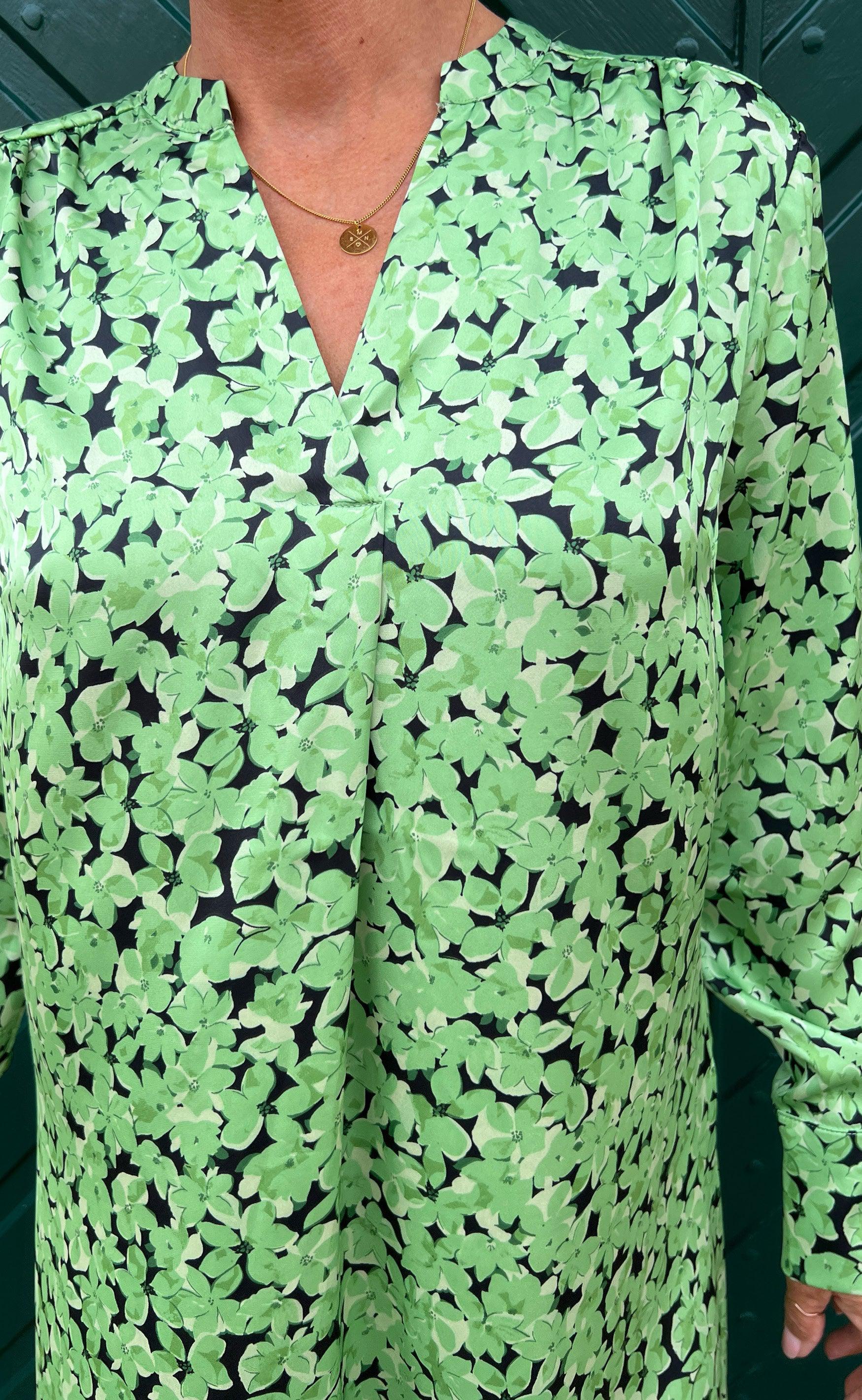 Say INA Copenhagen Kjole - Alina - Green Flower